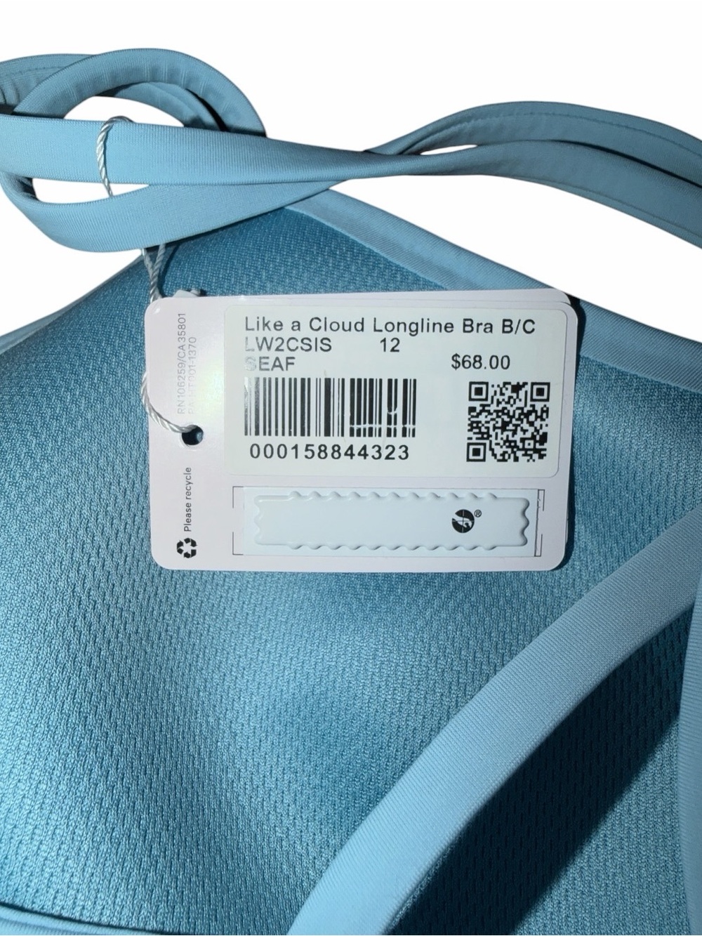 Lululemon Like a Cloud Longline Bra Seafoam Size 12 NWT B/C Cup - Picture 3 of 4